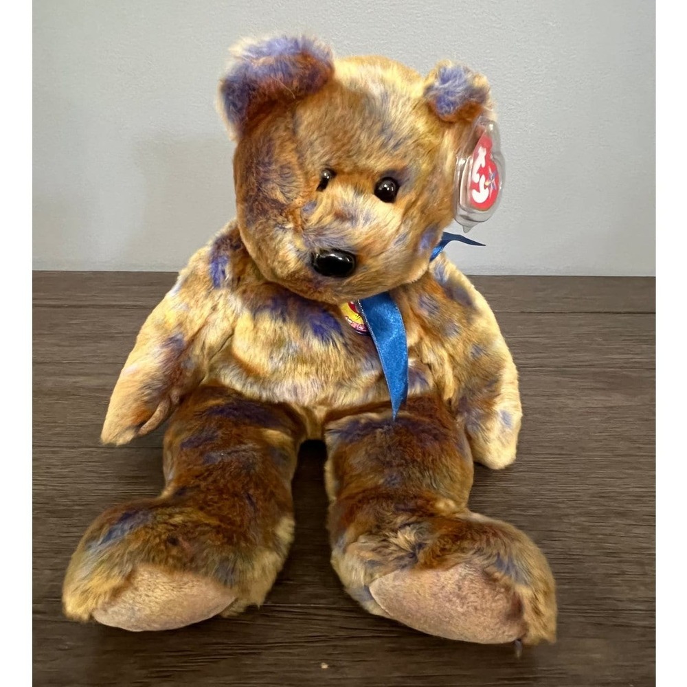 Vintage 2000 Ty Beanie Buddies Clubby III Official Club Bear Tie Dye Plush 14"